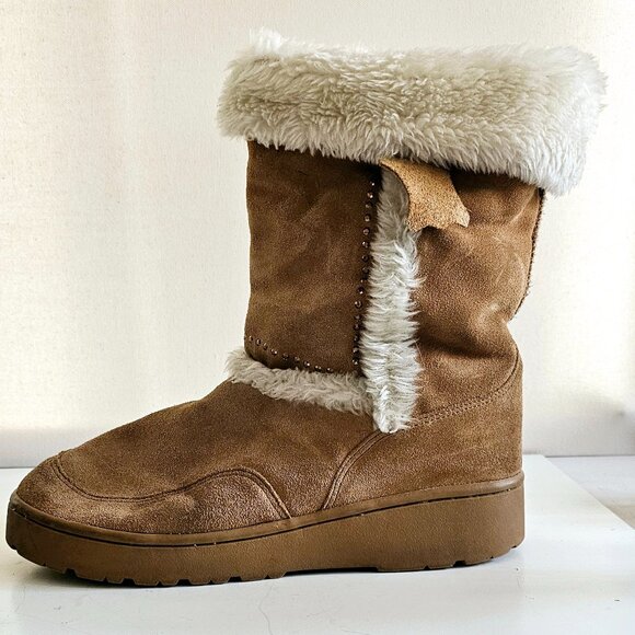 Calstep Winter Womens Boots with Sequins - Leather - Brown Size 9 - Picture 4 of 6